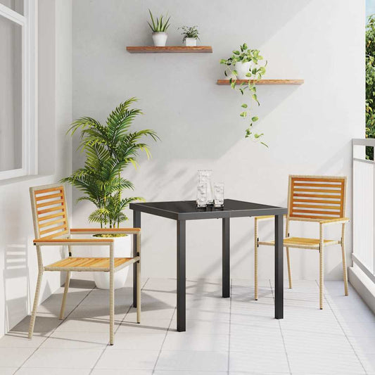 Cadeiras empilháveis para jardim 2 pcs Marrom e bege