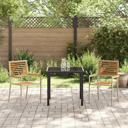 Cadeiras empilháveis para jardim 2 pcs Marrom e bege