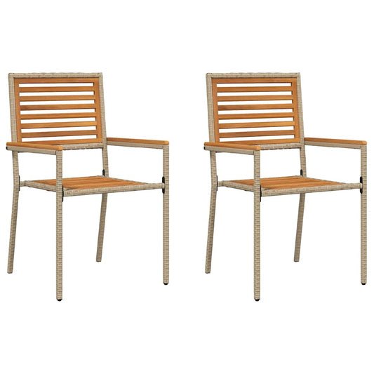 Cadeiras empilháveis para jardim 2 pcs Marrom e bege
