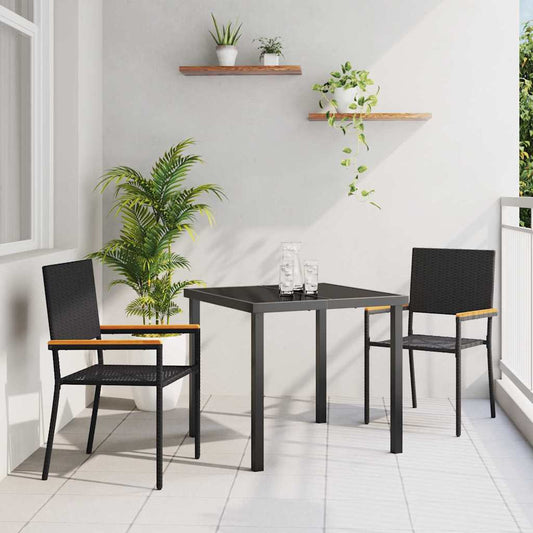 Cadeiras empilháveis para jardim 2 pcs Preto e Marrom