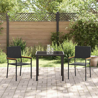 Cadeiras empilháveis para jardim 2 pcs Preto e Marrom