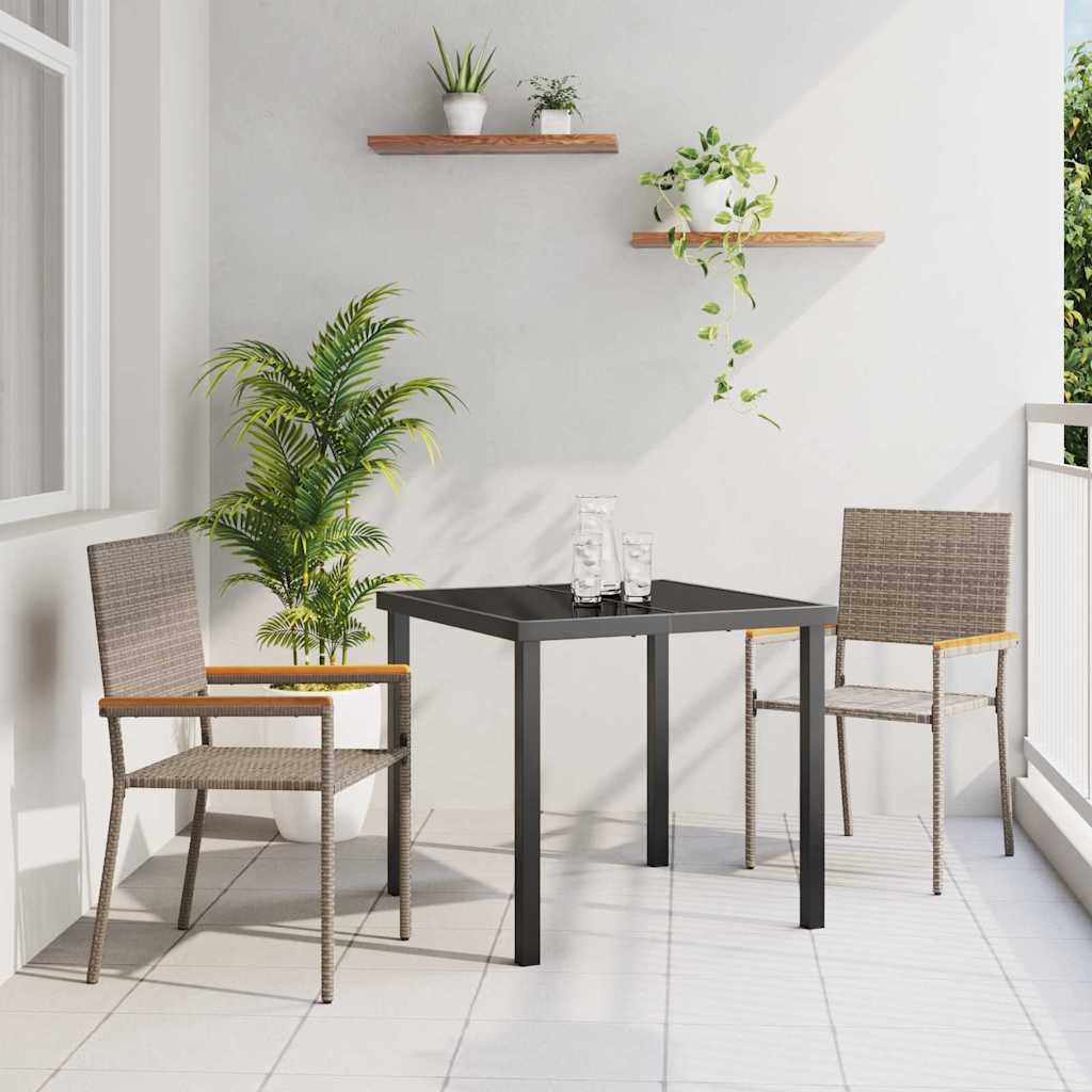 Cadeiras empilháveis para jardim 2 pcs Cinza e Marrom