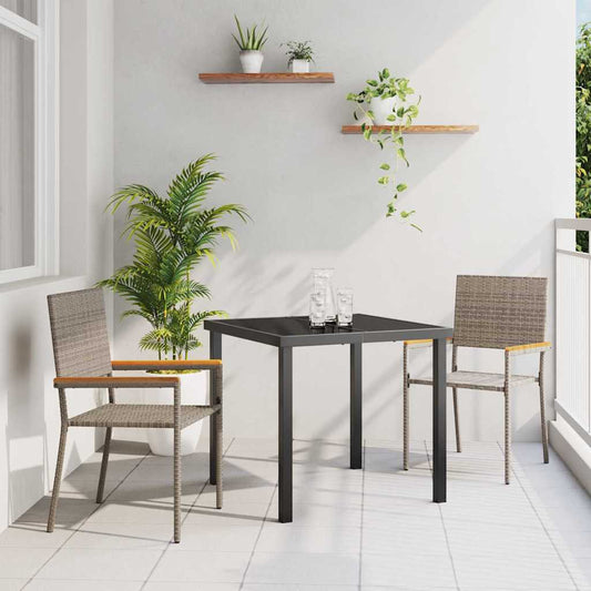 Cadeiras empilháveis para jardim 2 pcs Cinza e Marrom