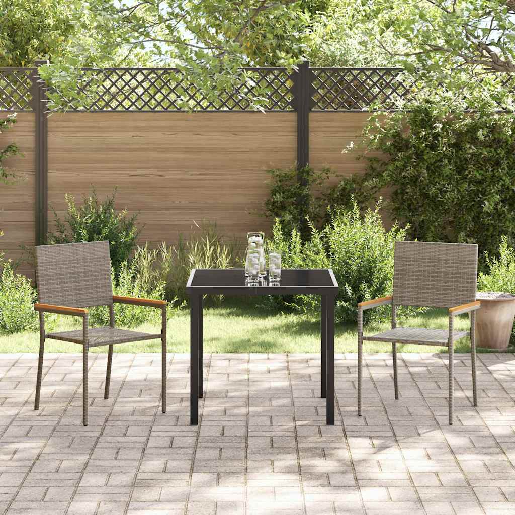 Cadeiras empilháveis para jardim 2 pcs Cinza e Marrom
