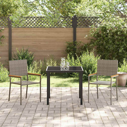 Cadeiras empilháveis para jardim 2 pcs Cinza e Marrom