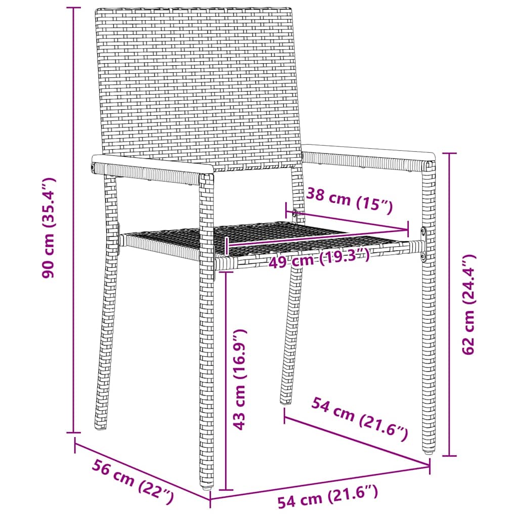 Cadeiras empilháveis para jardim 2 pcs Cinza e Marrom