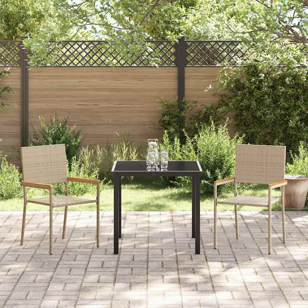 Cadeiras empilháveis para jardim 2 pcs Creme e Marrom