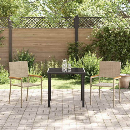 Cadeiras empilháveis para jardim 2 pcs Creme e Marrom