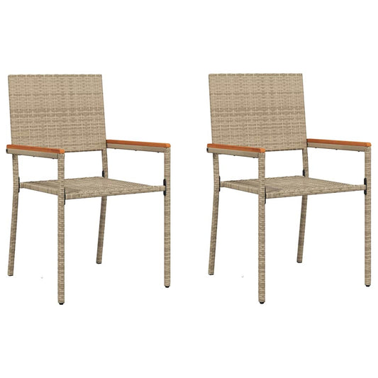 Cadeiras empilháveis para jardim 2 pcs Creme e Marrom