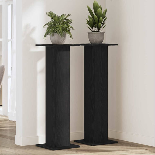 Suporte para Plantas 2 pcs Carvalho Preto 30 x 30 x 95 cm