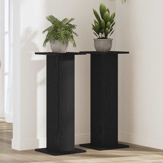 Suporte para Plantas 2 pcs Carvalho preto 30 x 30 x 80 cm