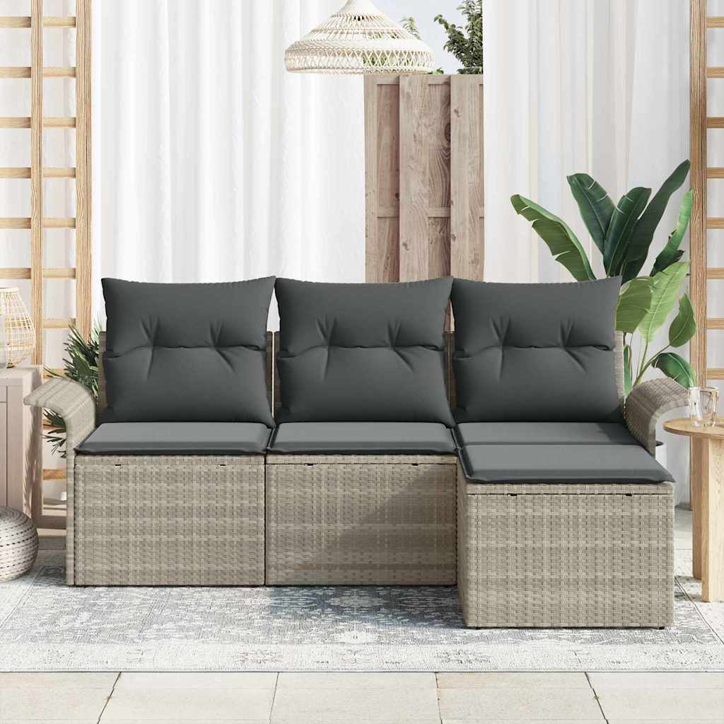 Conjunto de Sofás com almofada 4 pcs Cinzeto vime PE