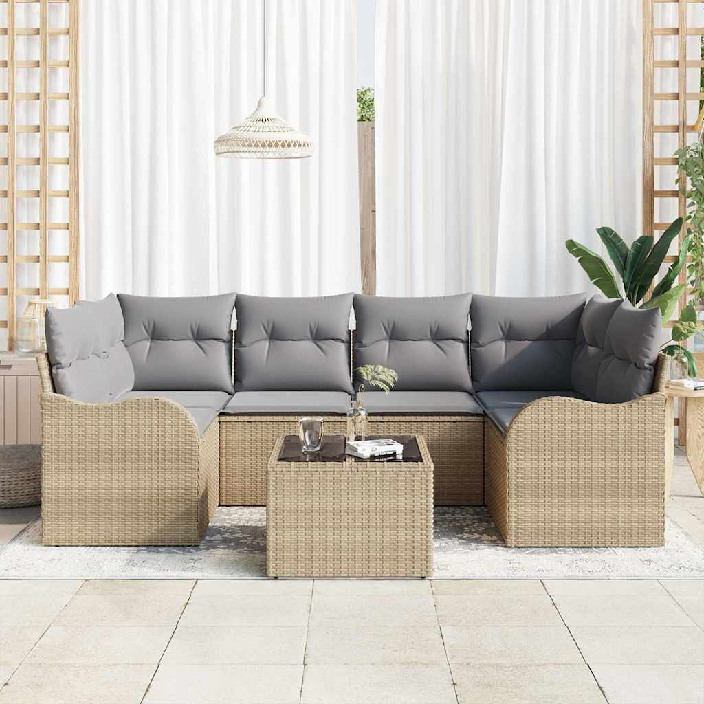 Conjunto de Sofá de Jardim Bege 55 x 55 x 37 cm vime PE