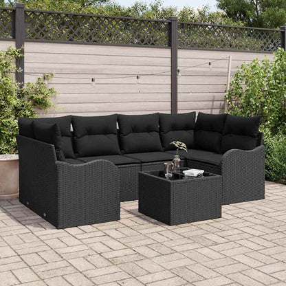 Conjunto de Sofá de Jardim Preto 55 x 55 x 37 cm vime PE