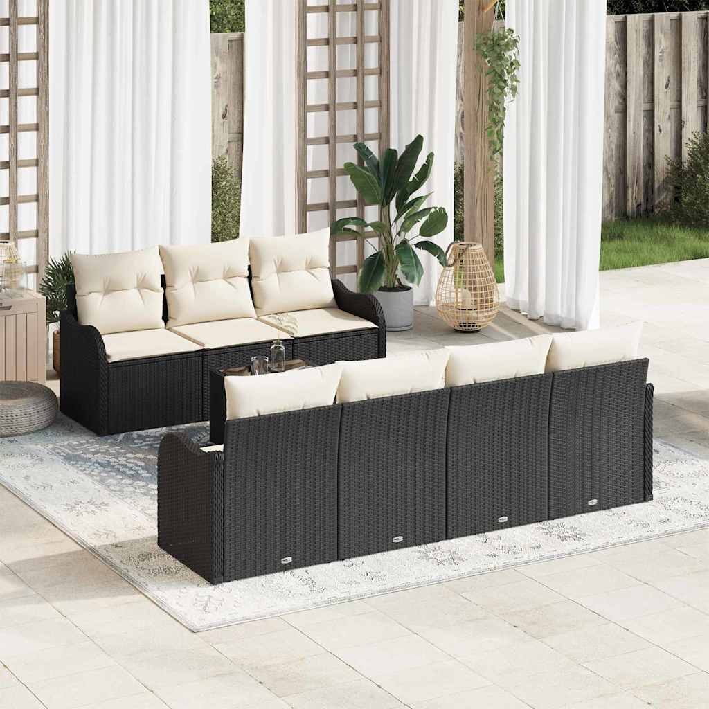 Conjunto de Sofá de Jardim Preto 55 x 55 x 37 cm vime PE