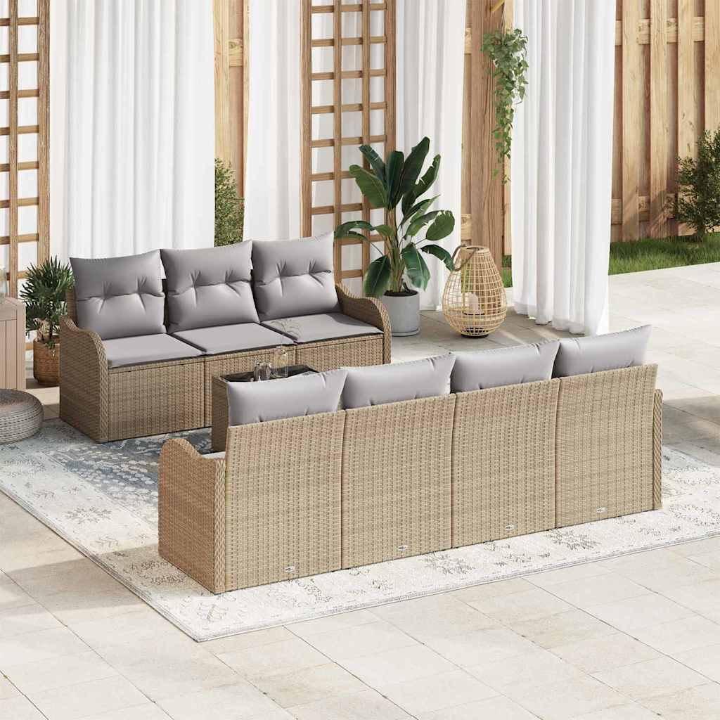 Conjunto de Sofá de Jardim Bege 55 x 55 x 37 cm vime PE