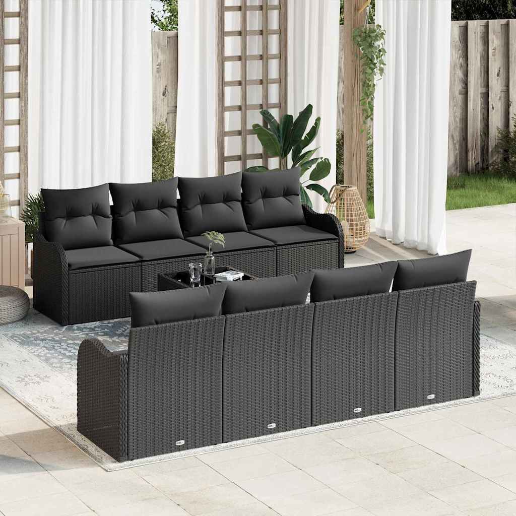 Conjunto de Sofá de Jardim Preto 55 x 55 x 37 cm vime PE