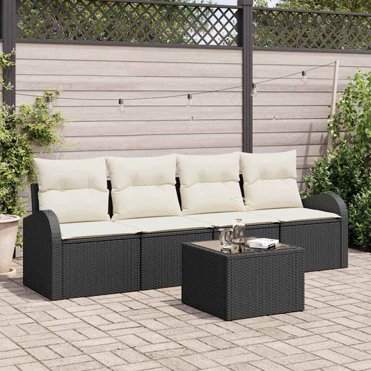 Conjunto de Sofá de Jardim Preto 55 x 55 x 37 cm vime PE