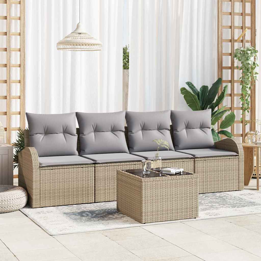 Conjunto de Sofá de Jardim Bege 55 x 55 x 37 cm vime PE