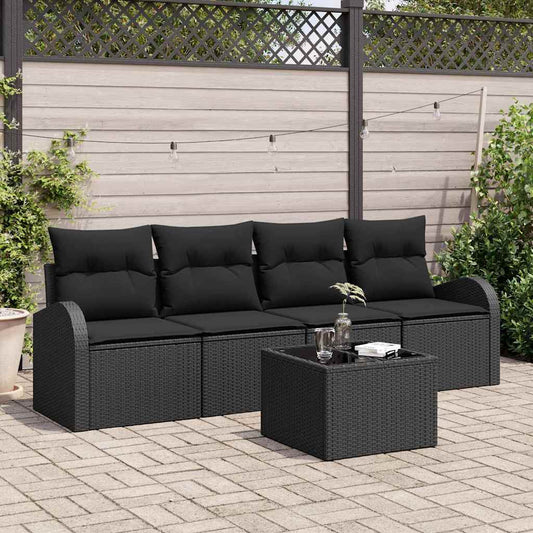 Conjunto de Sofá de Jardim Manual Preto 55 x 55 x 37 cm vime PE
