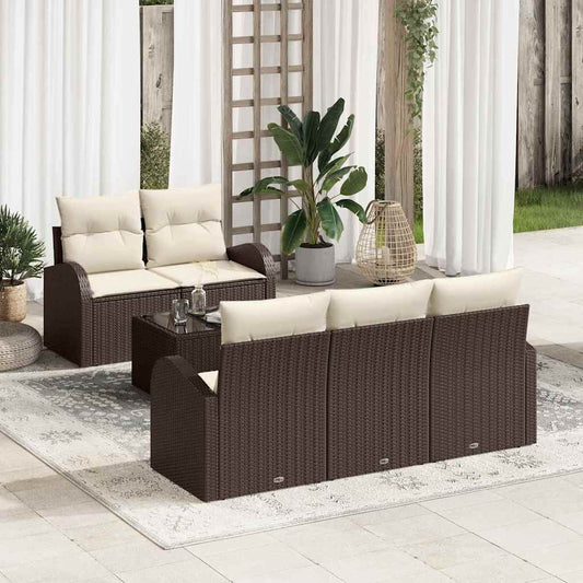 Conjunto de Sofá de Jardim Castanho 55 x 55 x 37 cm vime PE