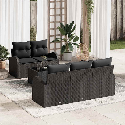 Conjunto de Sofá de Jardim Preto 55 x 55 x 37 cm vime PE