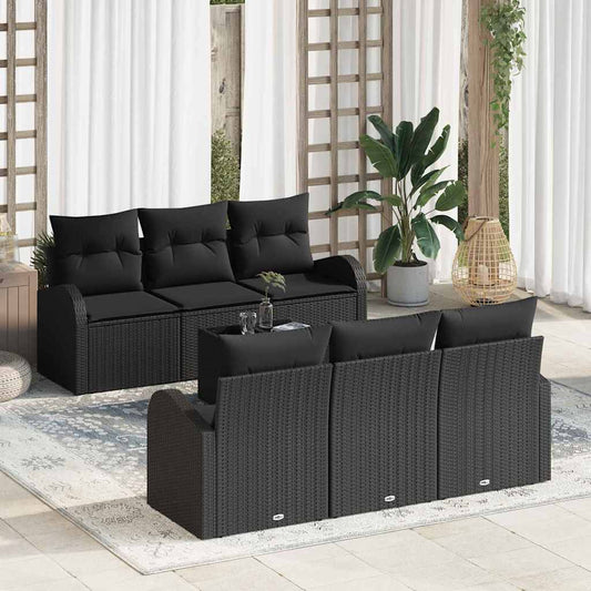 Conjunto de Sofá de Jardim Preto 55 x 55 x 37 cm vime PE