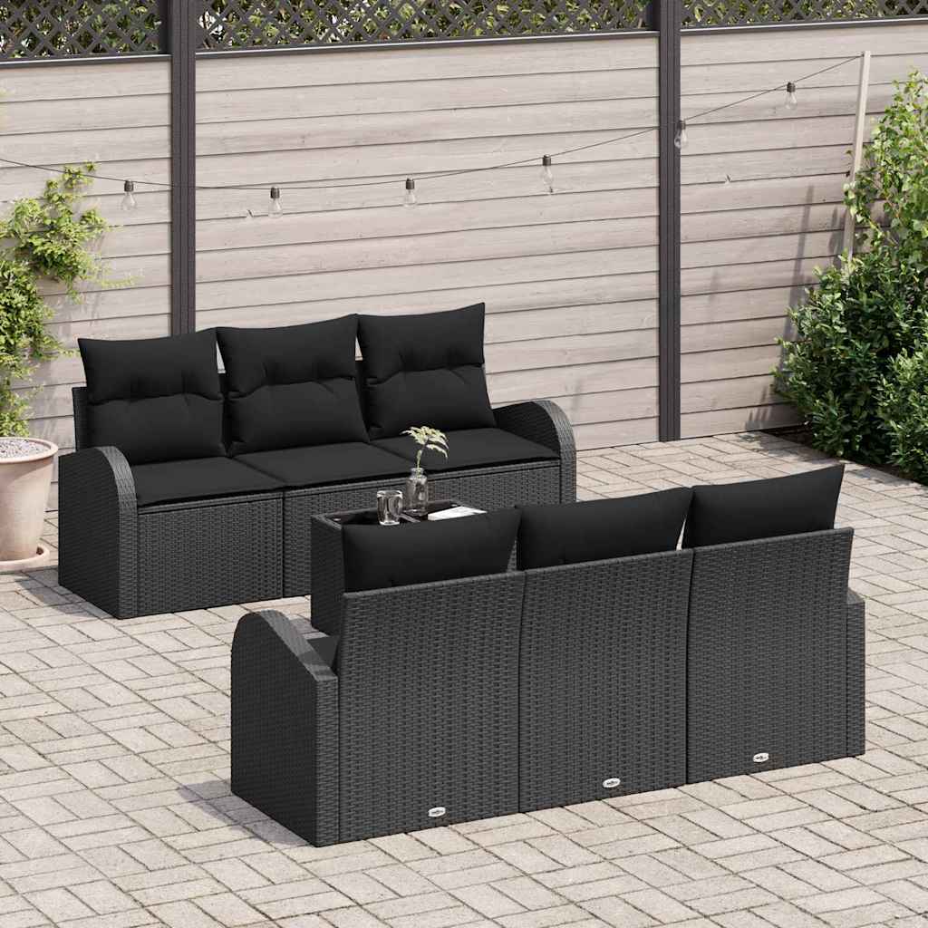 Conjunto de Sofá de Jardim Preto 55 x 55 x 37 cm vime PE