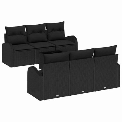 Conjunto de Sofá de Jardim Preto 55 x 55 x 37 cm vime PE