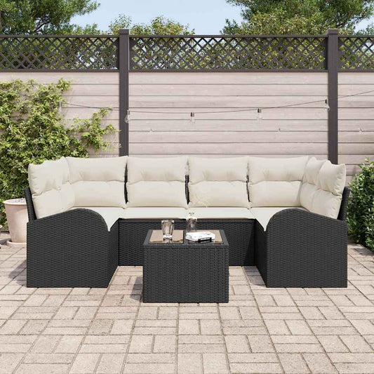 Conjunto de Sofá de Jardim Preto 55 x 55 x 37 cm vime PE