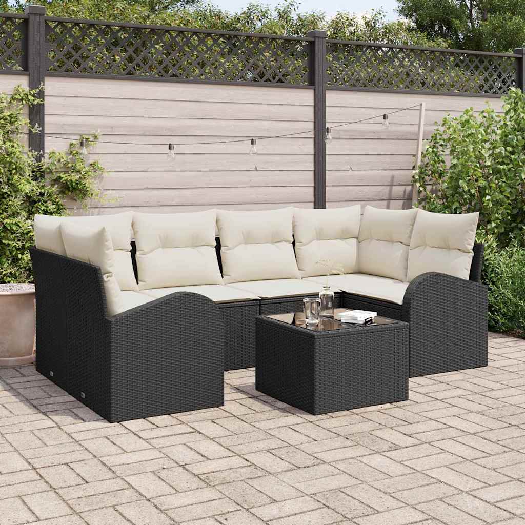 Conjunto de Sofá de Jardim Preto 55 x 55 x 37 cm vime PE