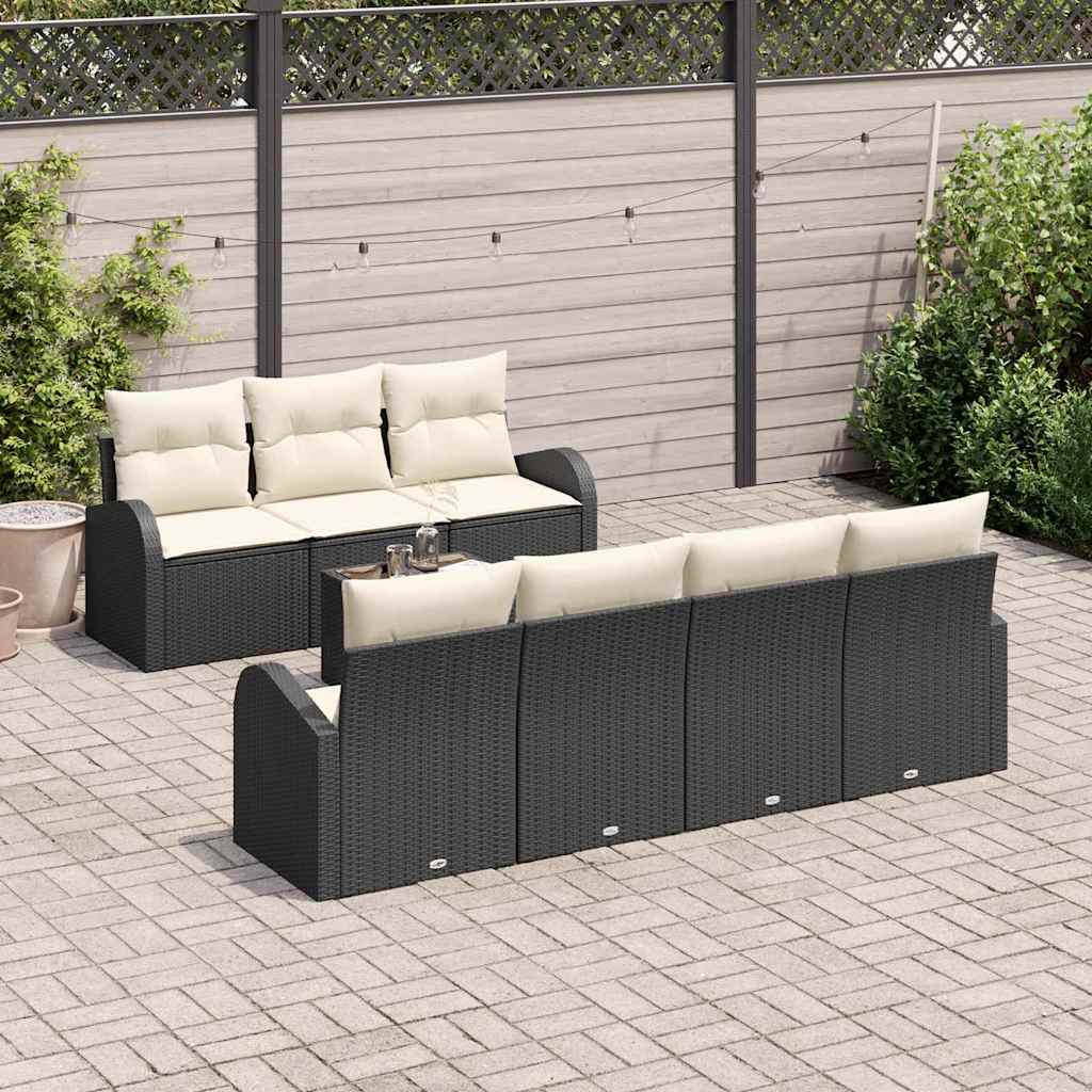 Conjunto de Sofá de Jardim Preto 55 x 55 x 37 cm vime PE