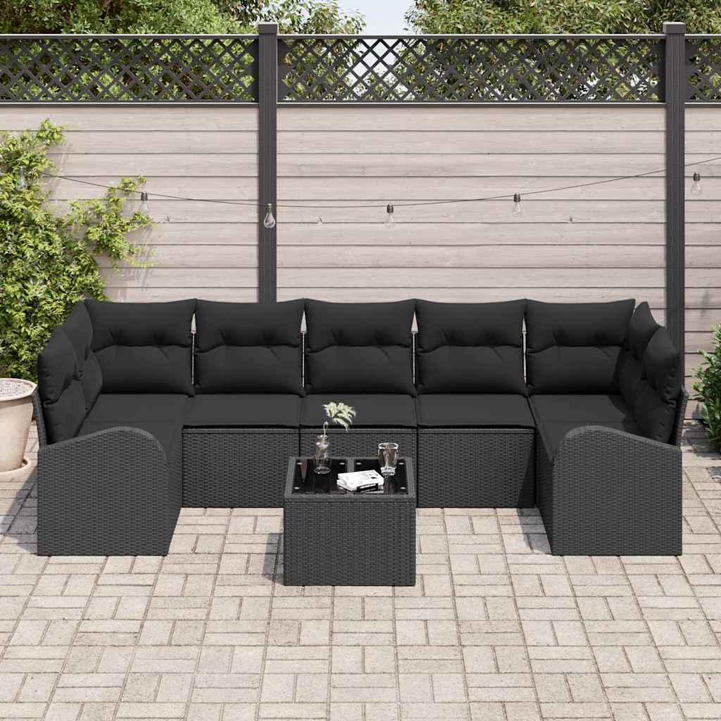 Conjunto de Sofá de Jardim Preto 55 x 55 x 37 cm vime PE