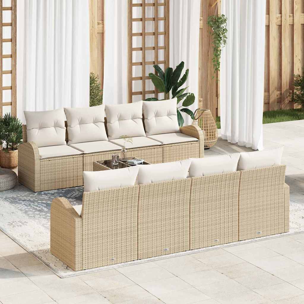 Conjunto de Sofá de Jardim Bege 55 x 55 x 37 cm vime PE