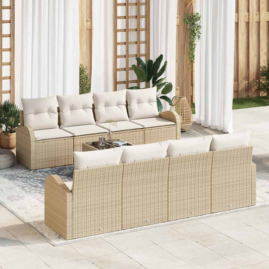 Conjunto de Sofá de Jardim Bege 55 x 55 x 37 cm vime PE