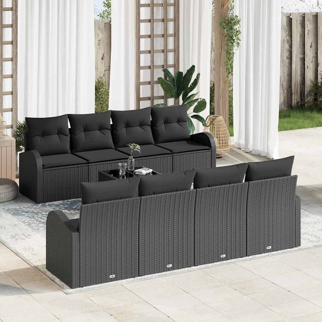 Conjunto de Sofá de Jardim Preto 55 x 55 x 37 cm vime PE