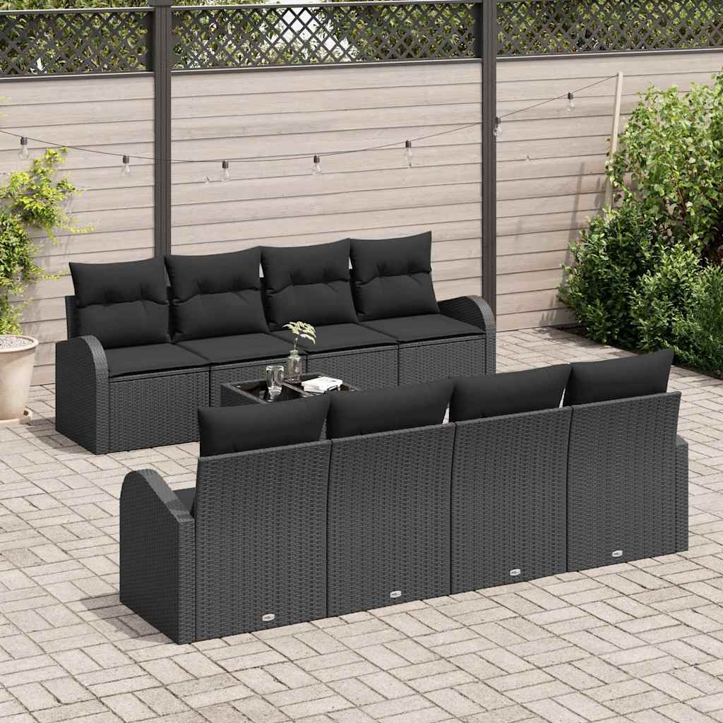 Conjunto de Sofá de Jardim Preto 55 x 55 x 37 cm vime PE