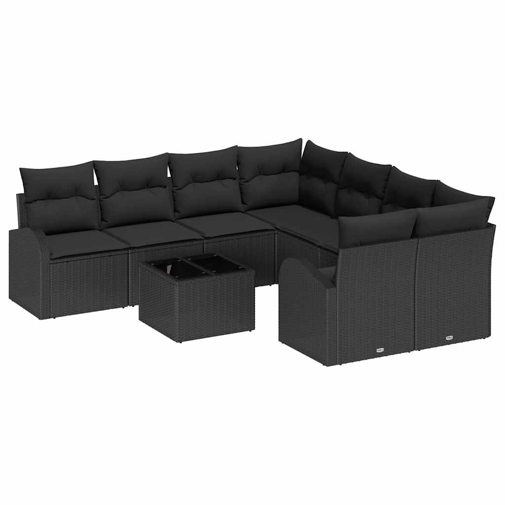 Conjunto de Sofá de Jardim Preto 55 x 55 x 37 cm vime PE