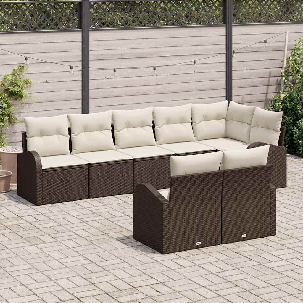 Conjunto de Sofá de Jardim 8 pcs vime PE