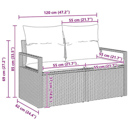 Conjunto de Sofás 5 pcs Preto vime PE