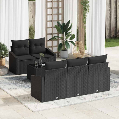 Conjunto de Sofás com almofada 6 pcs Preto vime PE