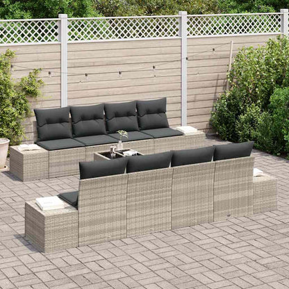 Conjunto de Sofá de Jardim 7 pcs Cinzento-claro vime PE