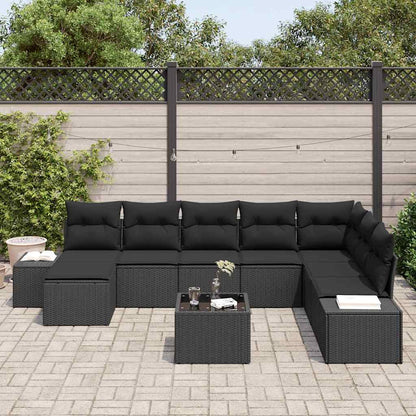 Conjunto de Sofá de Jardim com almofada 9 pcs vime PE