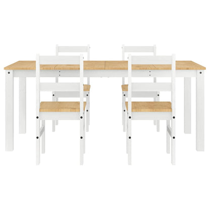 5 pcs conjunto de jantar Panama madeira pinho maciça branco
