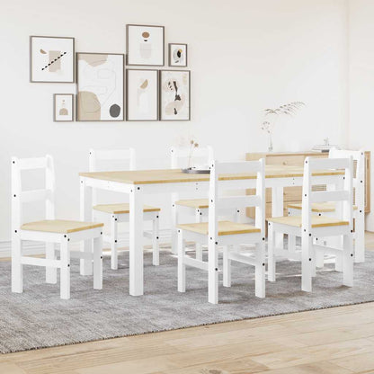 7 pcs conjunto de jantar Panama madeira pinho maciça branco