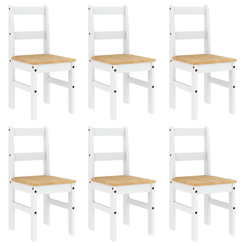 7 pcs conjunto de jantar Panama madeira pinho maciça branco