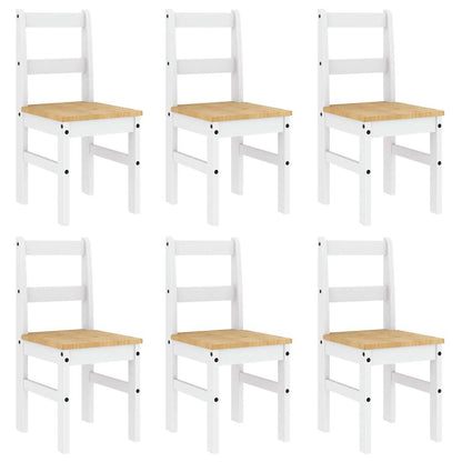 7 pcs conjunto de jantar Panama madeira pinho maciça branco