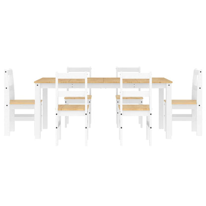 7 pcs conjunto de jantar Panama madeira pinho maciça branco