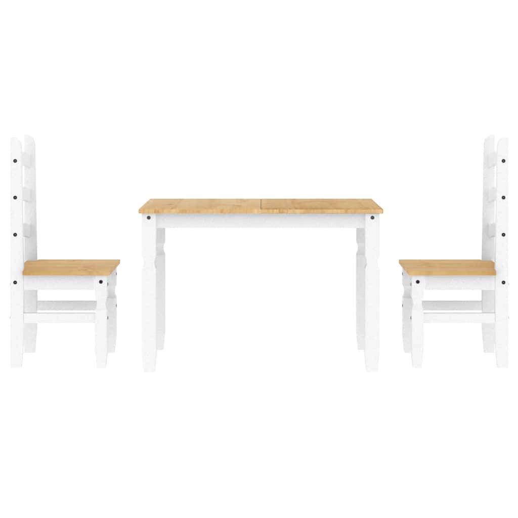 3 pcs conjunto de jantar Panama madeira pinho maciça branco