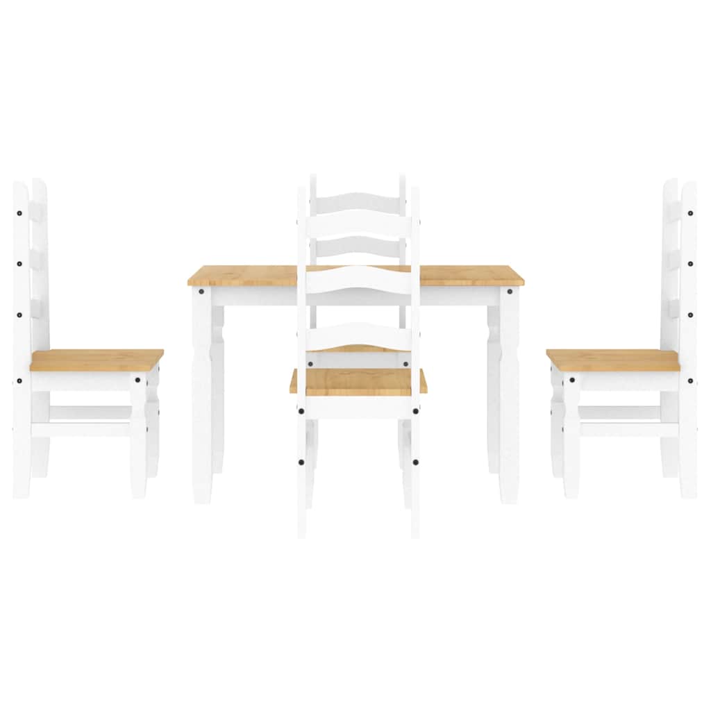5 pcs conjunto de jantar Panama madeira pinho maciça branco